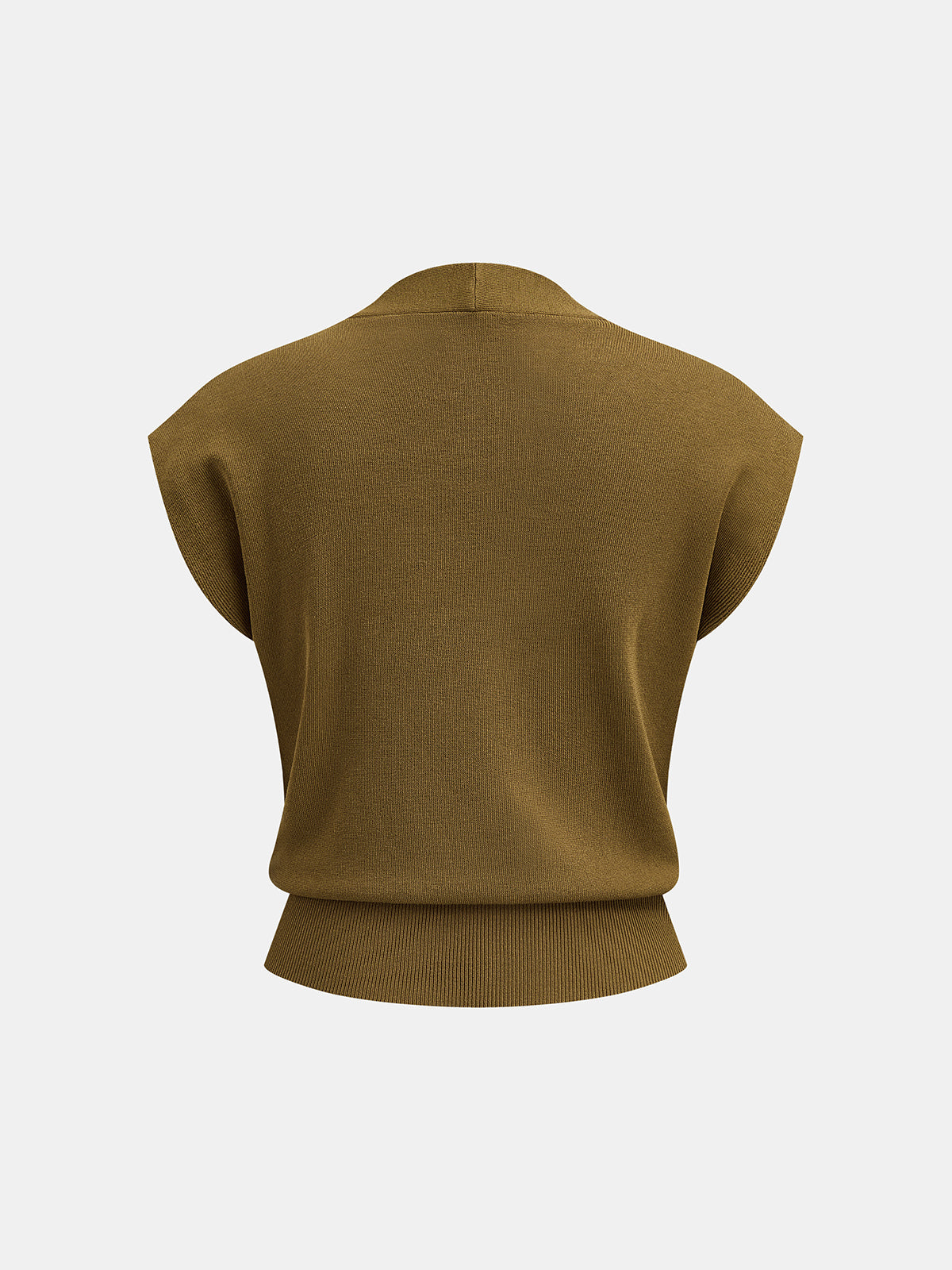 Sleeveless Knit Top with Wrap V-Neck Design