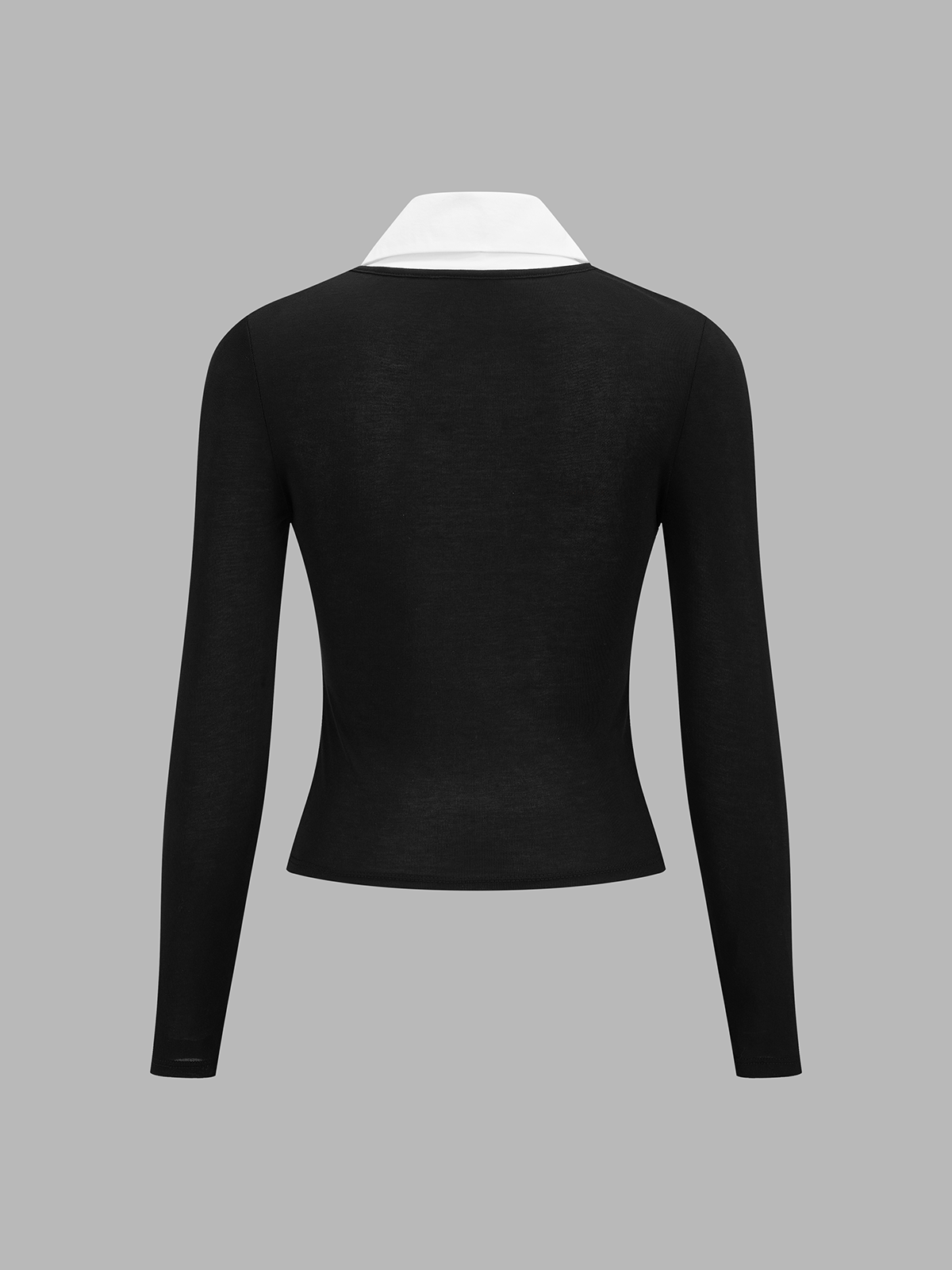 Chic Fitted Long Sleeve Top with Contrast Lapels