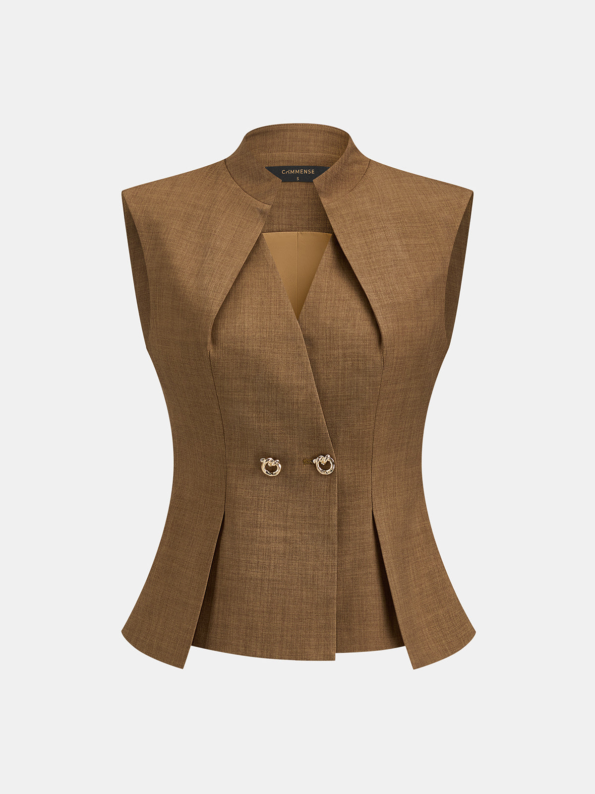 Tailored Stand Collar Vest and Trousers Ensemble