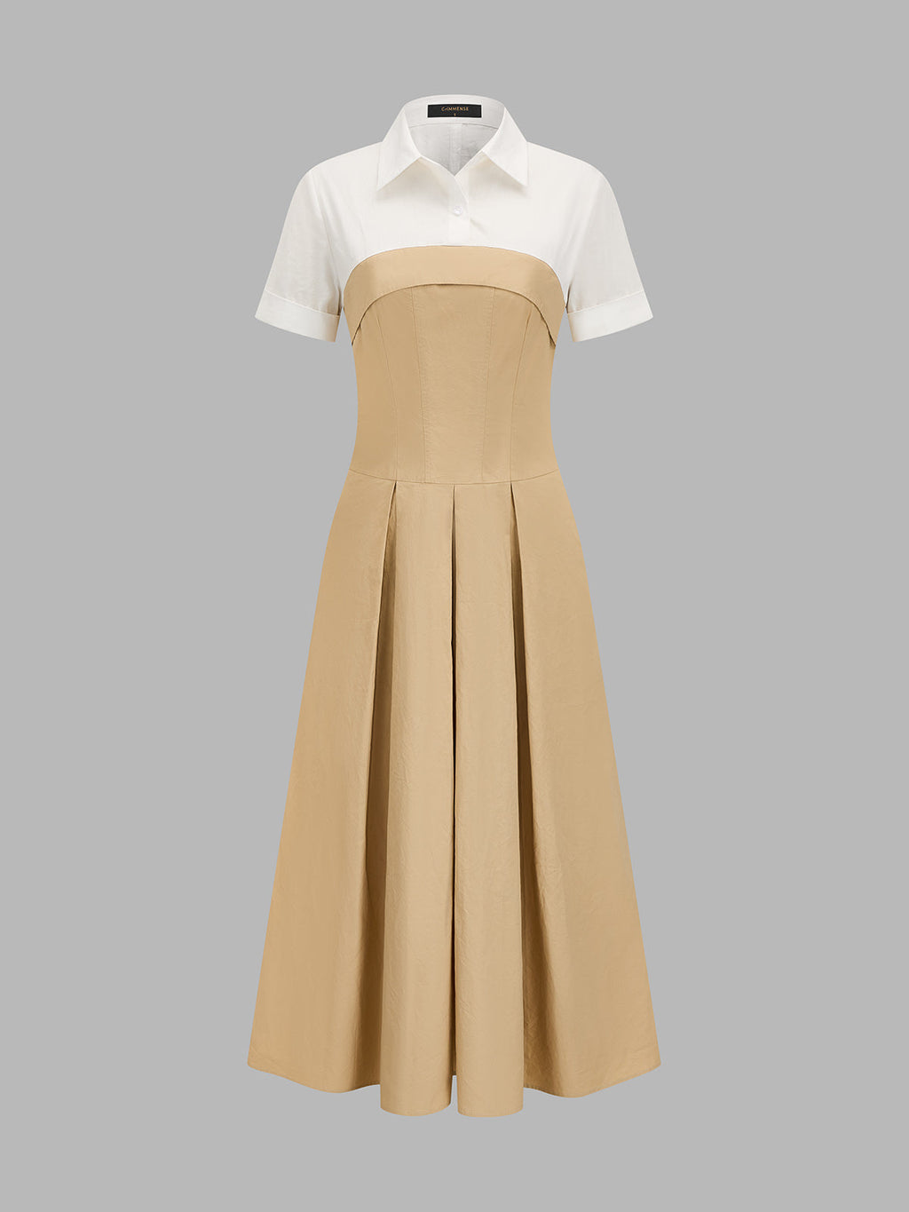 Collared Pleated Maxi Dress with Layered Look