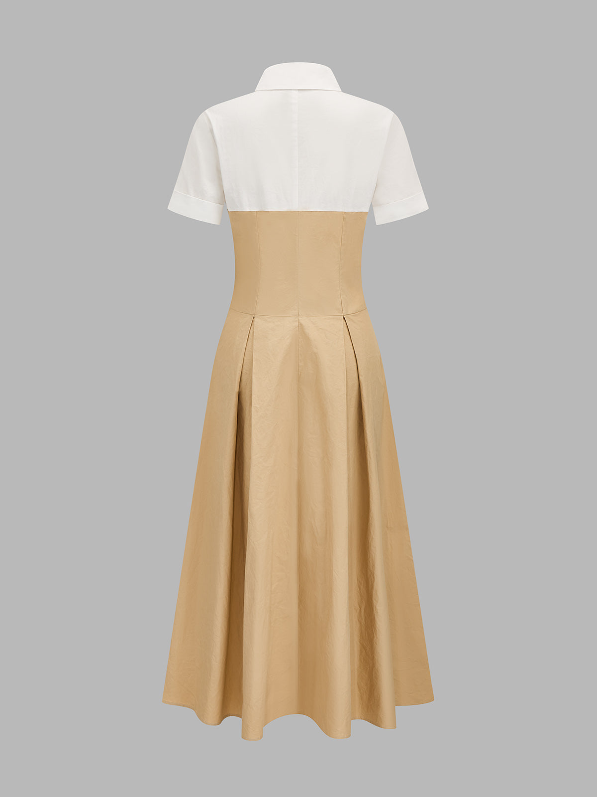 Collared Pleated Maxi Dress with Layered Look