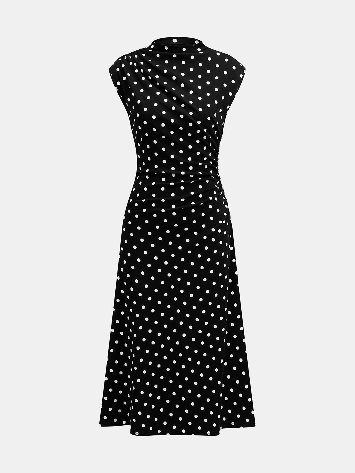 Cap Sleeve Midi Dress with Polka Dot Flare