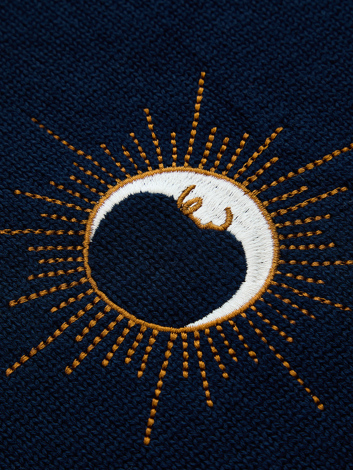 Embroidered Sleeveless Knit Vest with Celestial Design