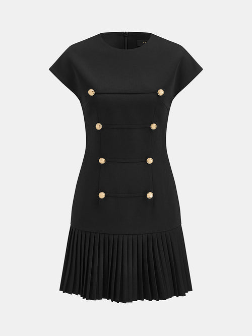 Cap Sleeve Pleated Mini Dress with Flattering Silhouette