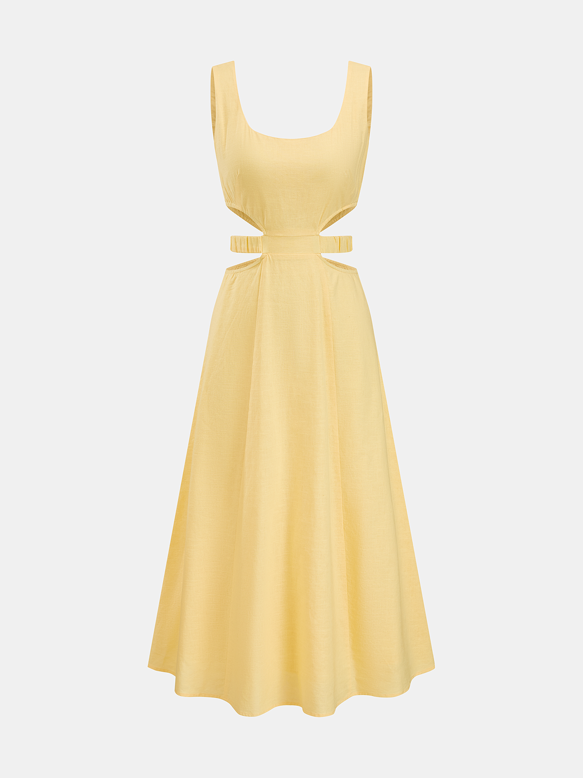 Chic Cutout Maxi Dress in Soft Cotton-Linen Blend