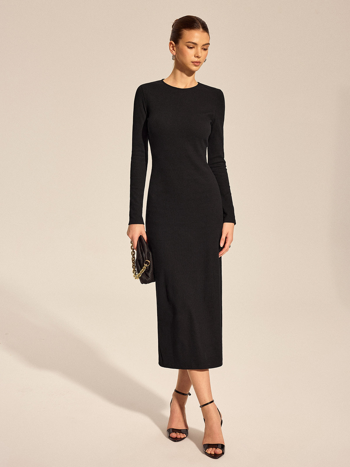Chic Open Back Maxi Dress with Bow Detail and Slit