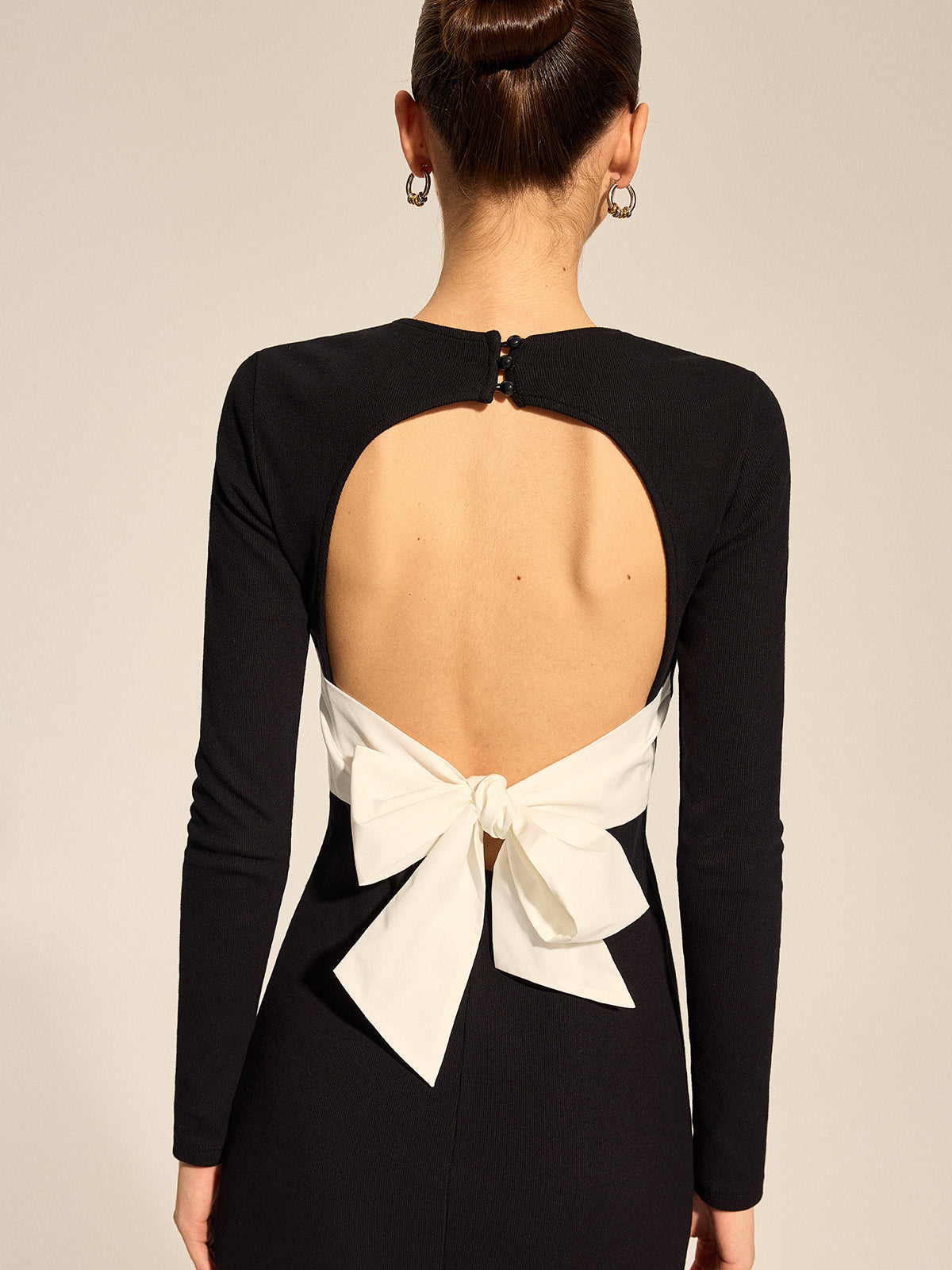 Chic Open Back Maxi Dress with Bow Detail and Slit