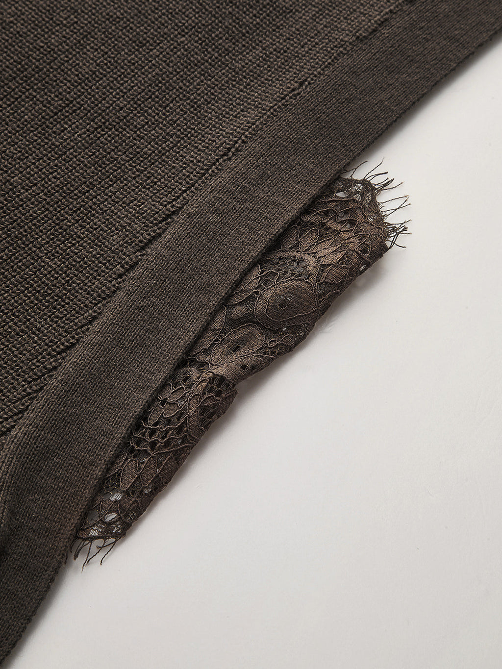 Lace-Trimmed Knit Sleeveless Top with Side Tie Detail
