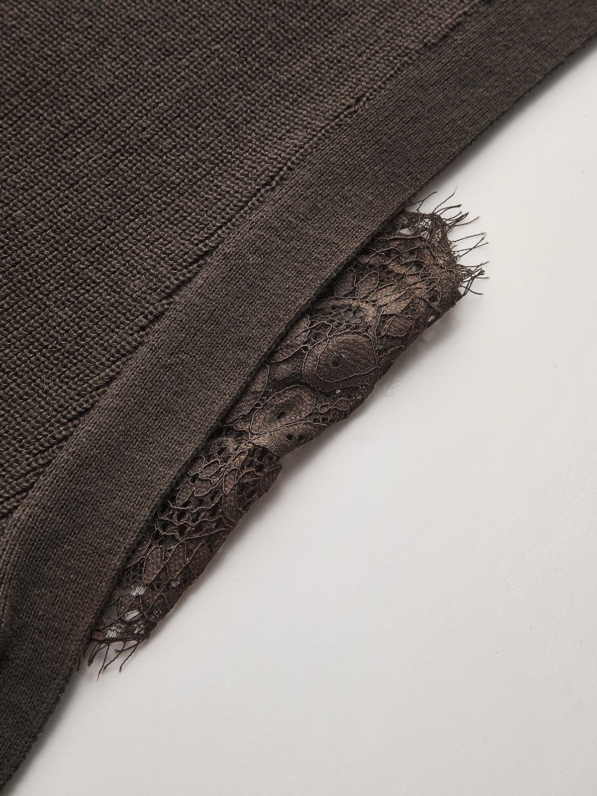 Lace-Trimmed Knit Sleeveless Top with Side Tie Detail