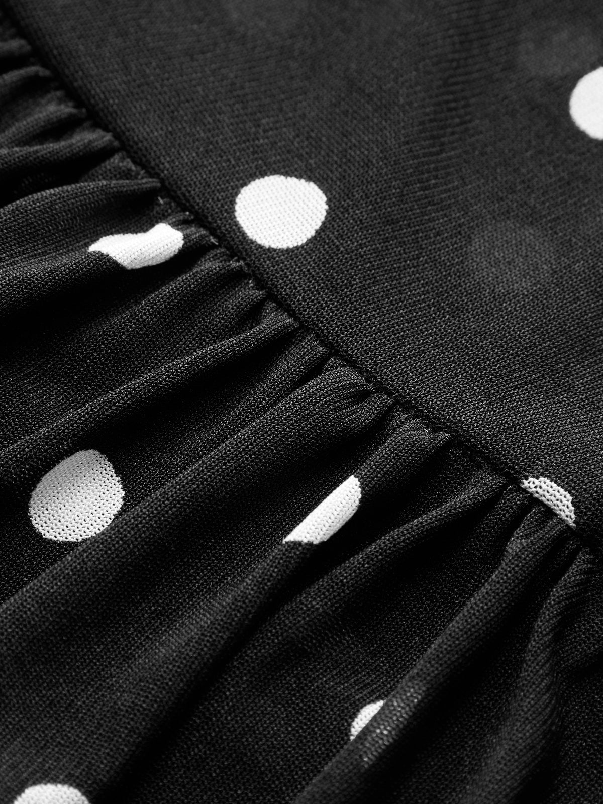 Ruched Mesh Top with Polka Dot Print and Sleeveless Design