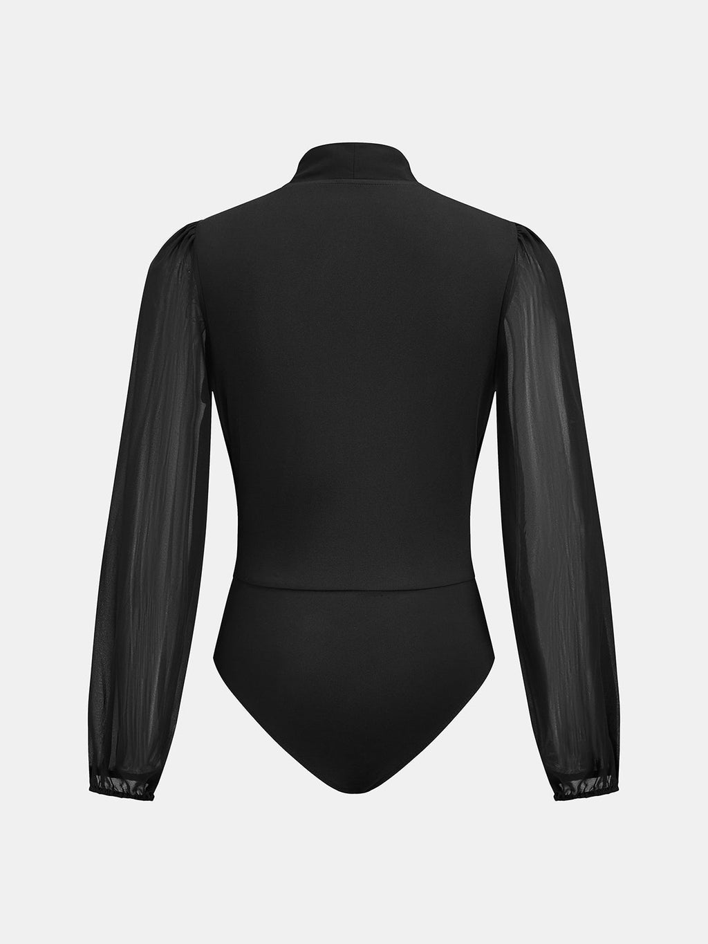 Sheer Sleeve Wrap V-Neck Bodysuit