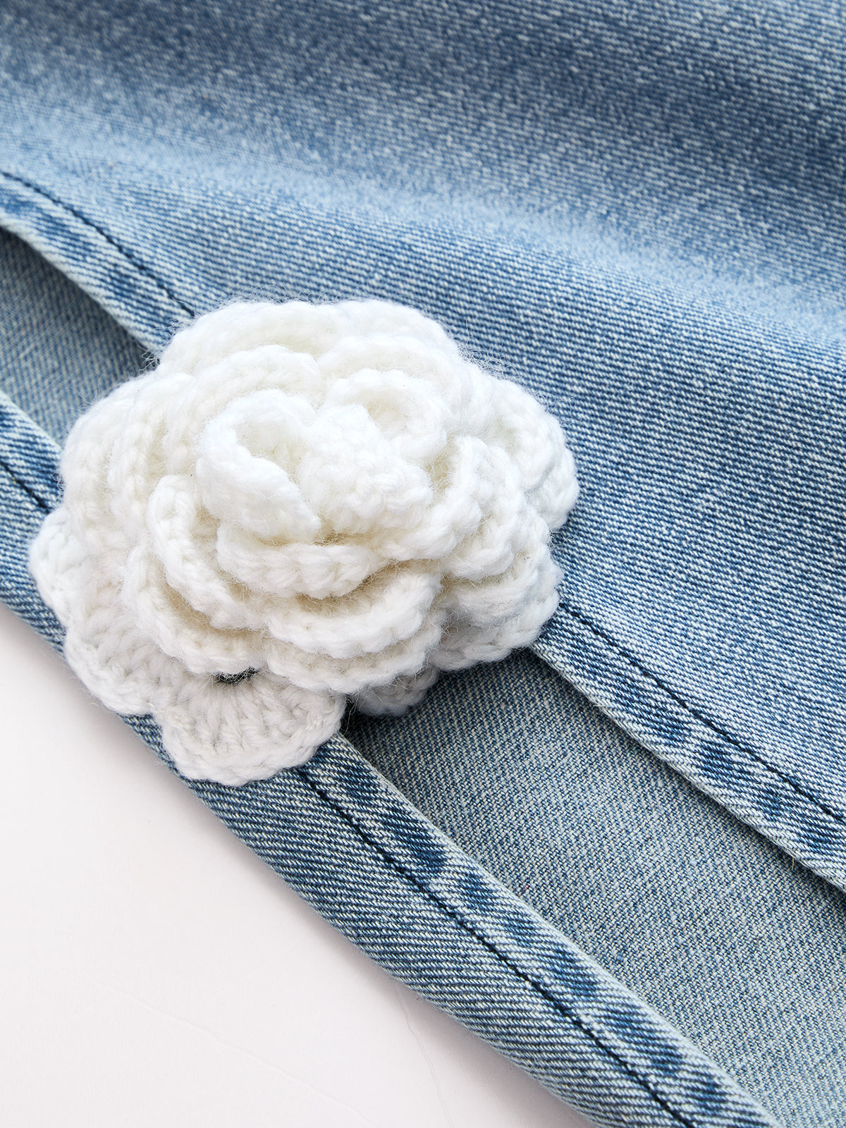 Floral Embellished Wide Leg Jeans with Side Slits