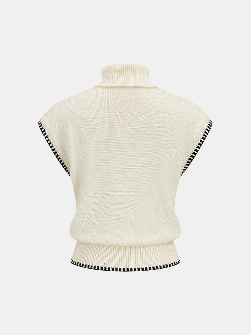 Chic Turtleneck Knit Top and Skirt Ensemble with Contrast Trim