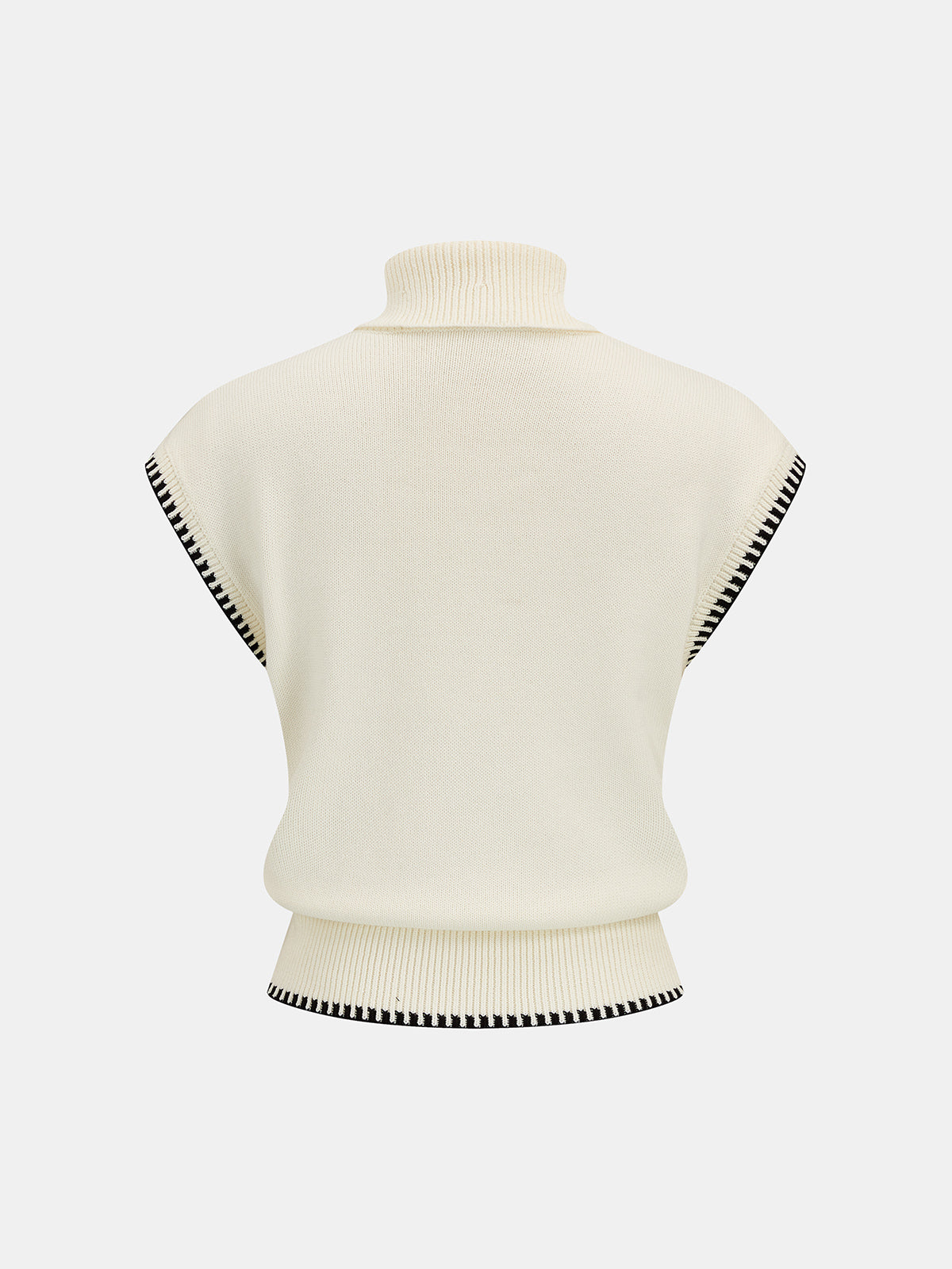 Chic Turtleneck Knit Top and Skirt Ensemble with Contrast Trim