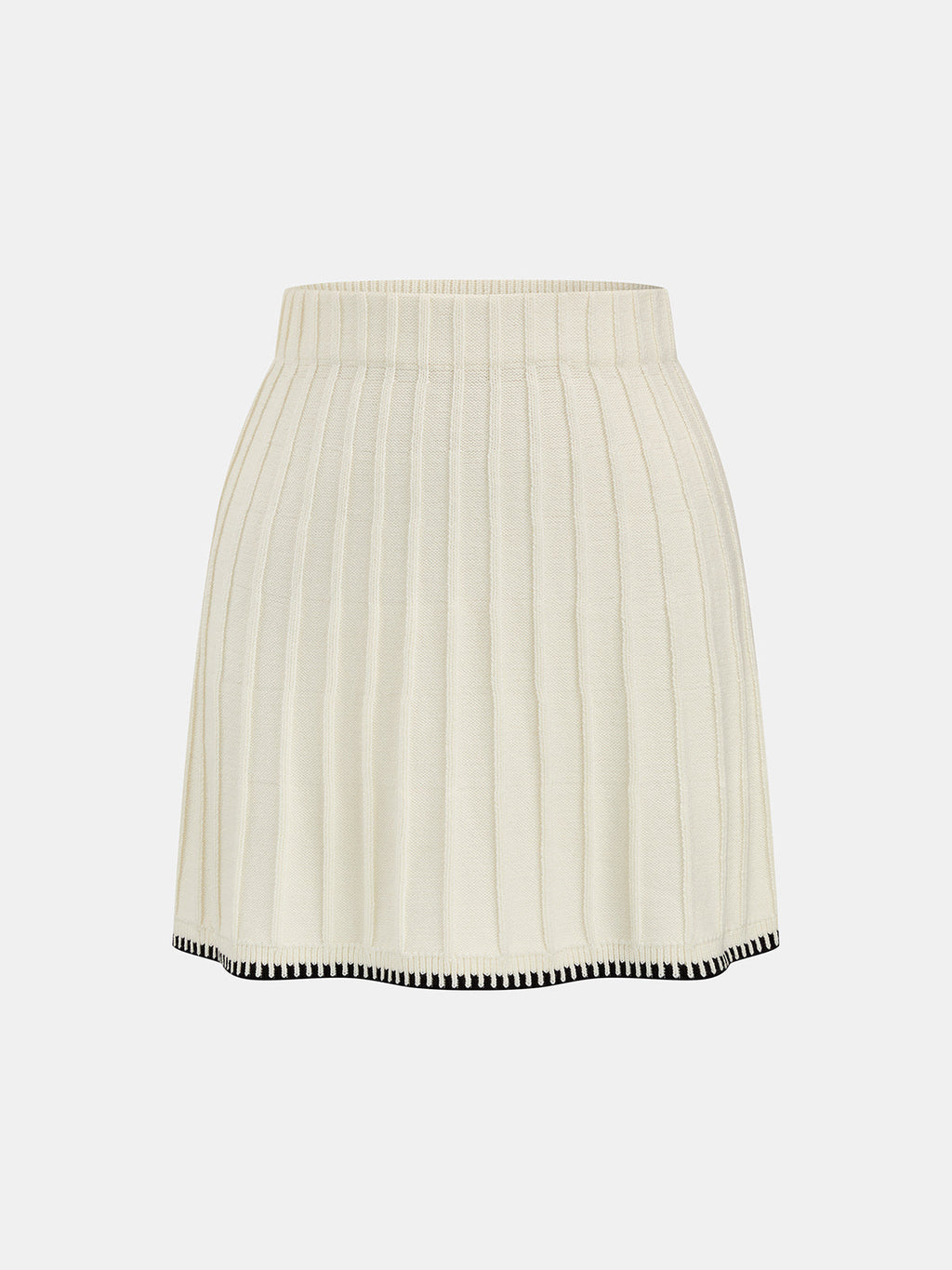 Chic Turtleneck Knit Top and Skirt Ensemble with Contrast Trim