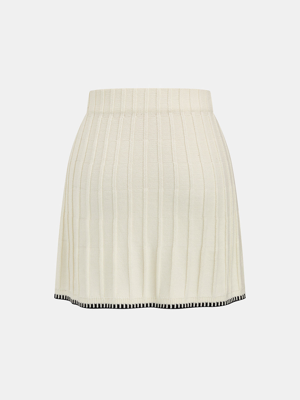 Chic Turtleneck Knit Top and Skirt Ensemble with Contrast Trim