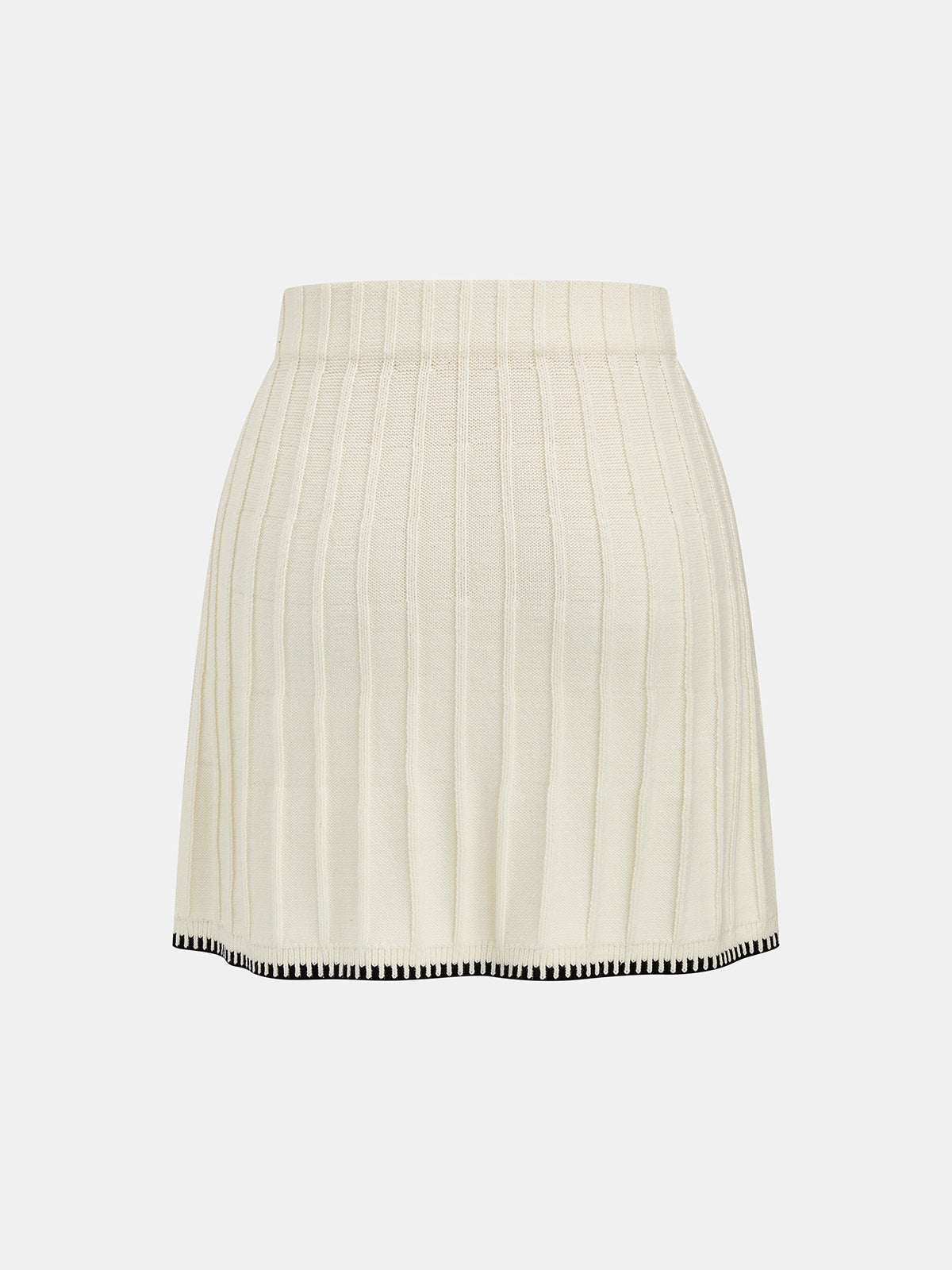 Chic Turtleneck Knit Top and Skirt Ensemble with Contrast Trim