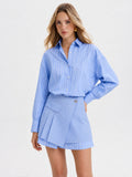 Chic Striped Shirt Dress with Coordinating Wrap Mini Skirt Set
