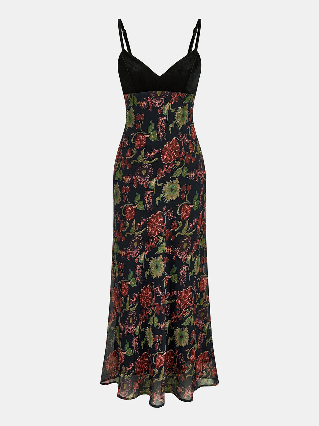 Floral Velvet Maxi Dress with Slip Design