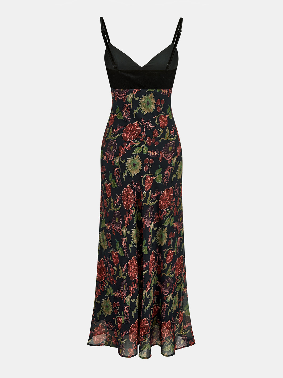 Floral Velvet Maxi Dress with Slip Design