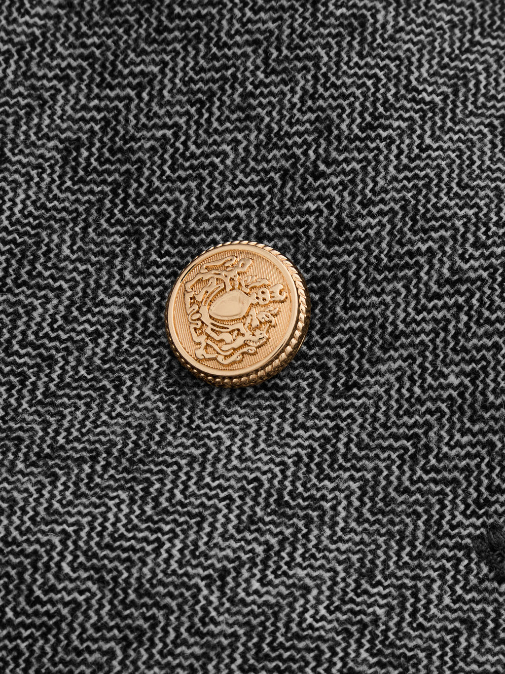 Herringbone Patterned Double-Breasted Wool Blend Blazer
