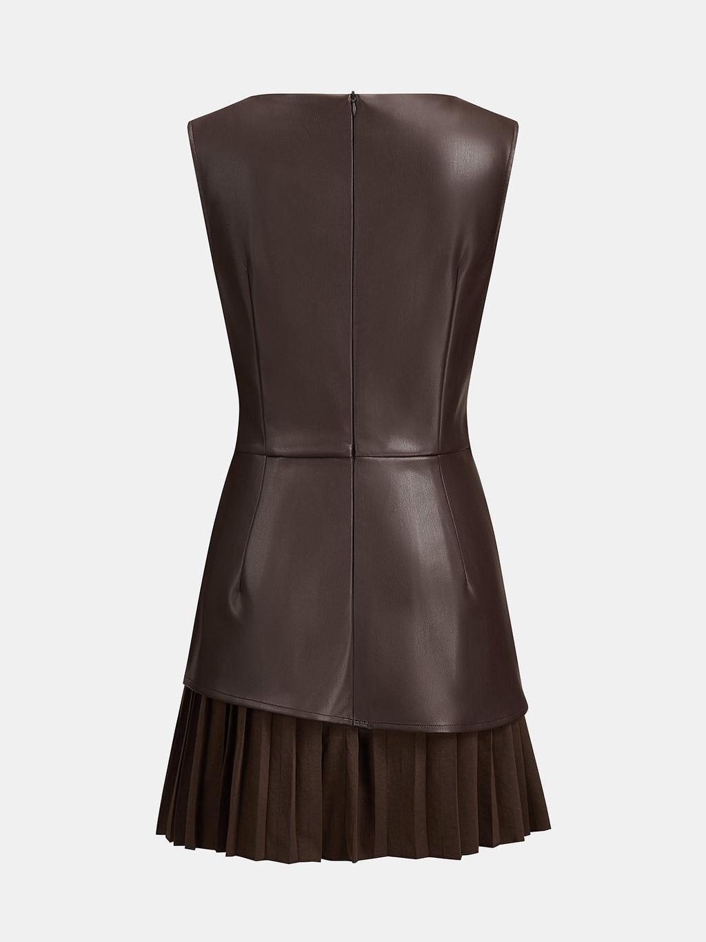 Pleated Mini Dress in Luxe Faux Leather
