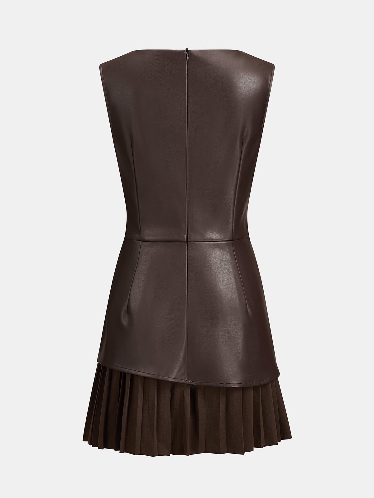 Pleated Mini Dress in Luxe Faux Leather