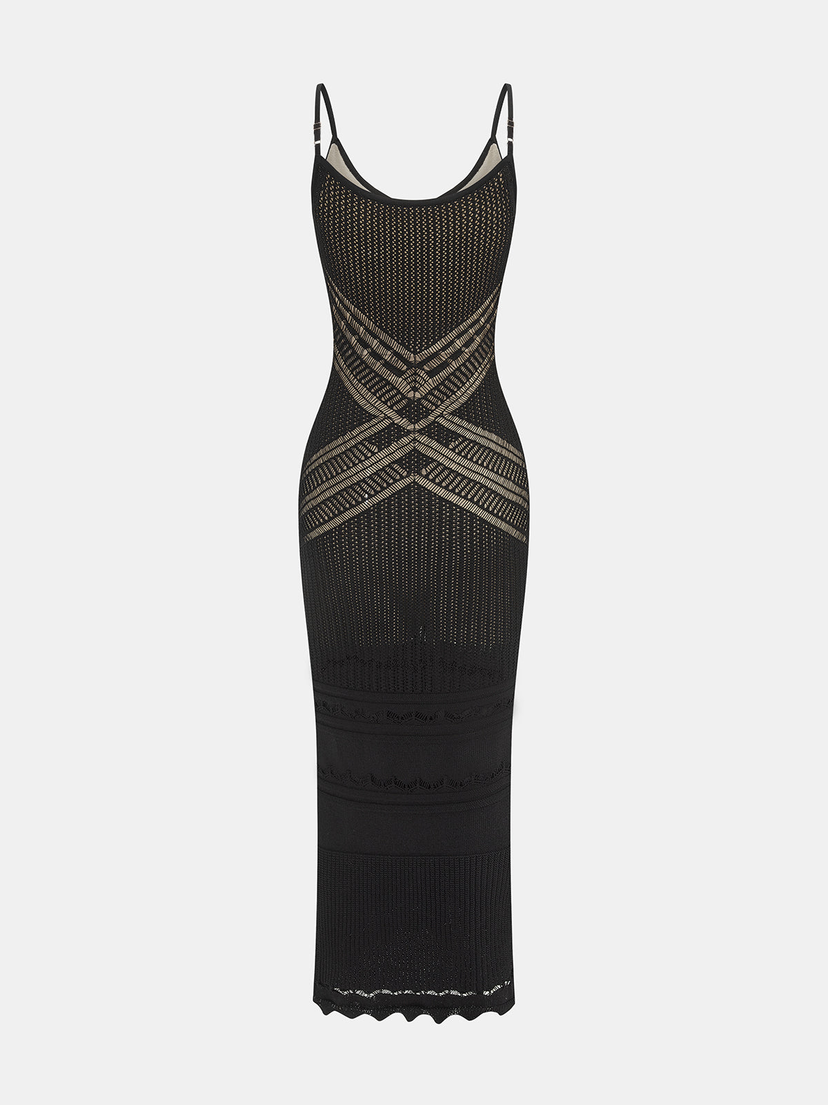 Crisscross Back Hollow Knit Maxi Dress