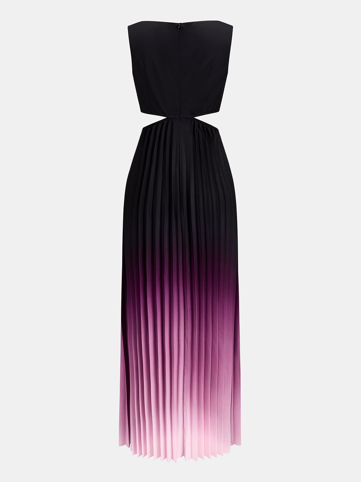 Chic Gradient Pleated Maxi Dress with Cutout Waist