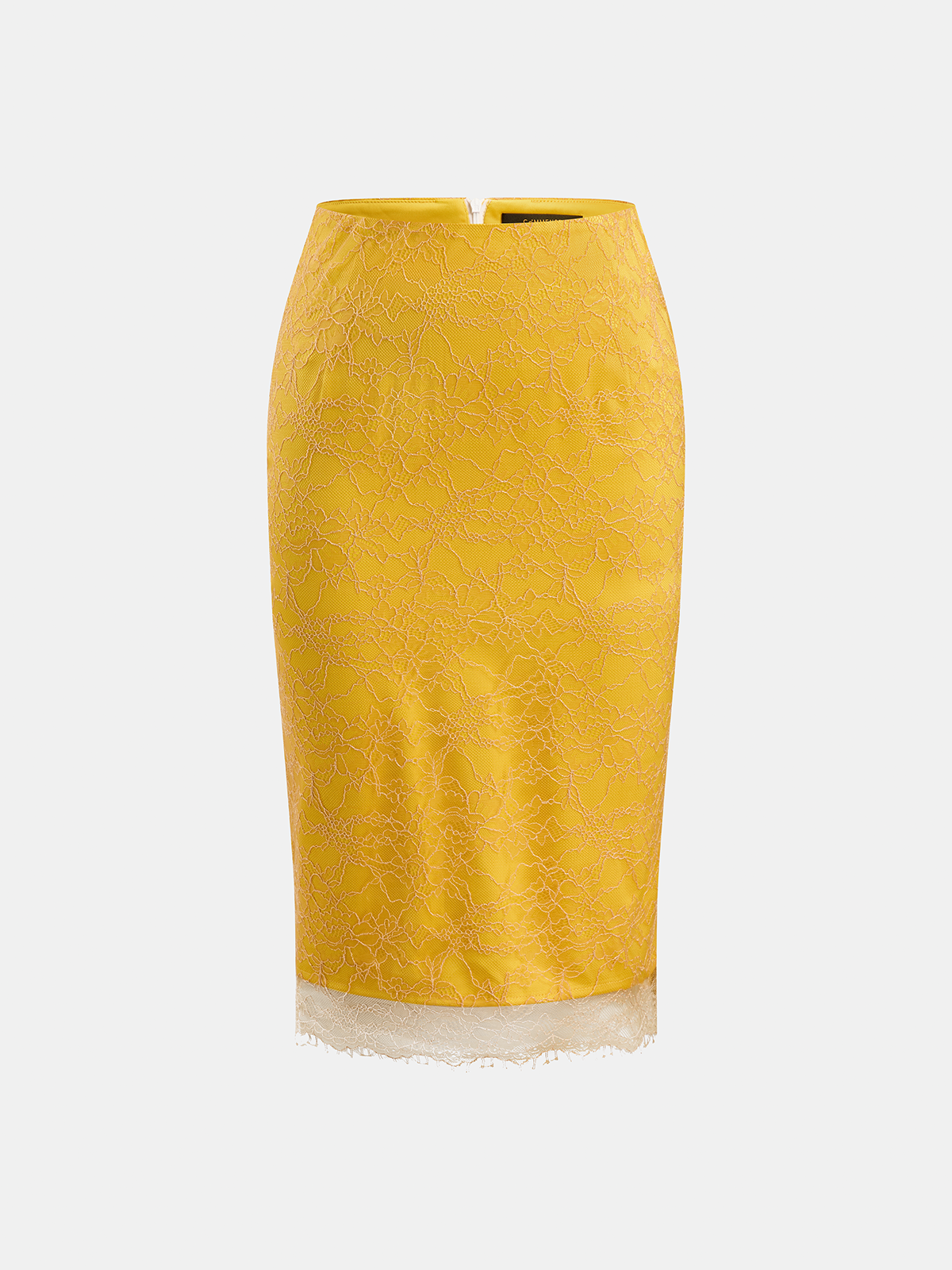 Lace-Trimmed Floral Midi Skirt