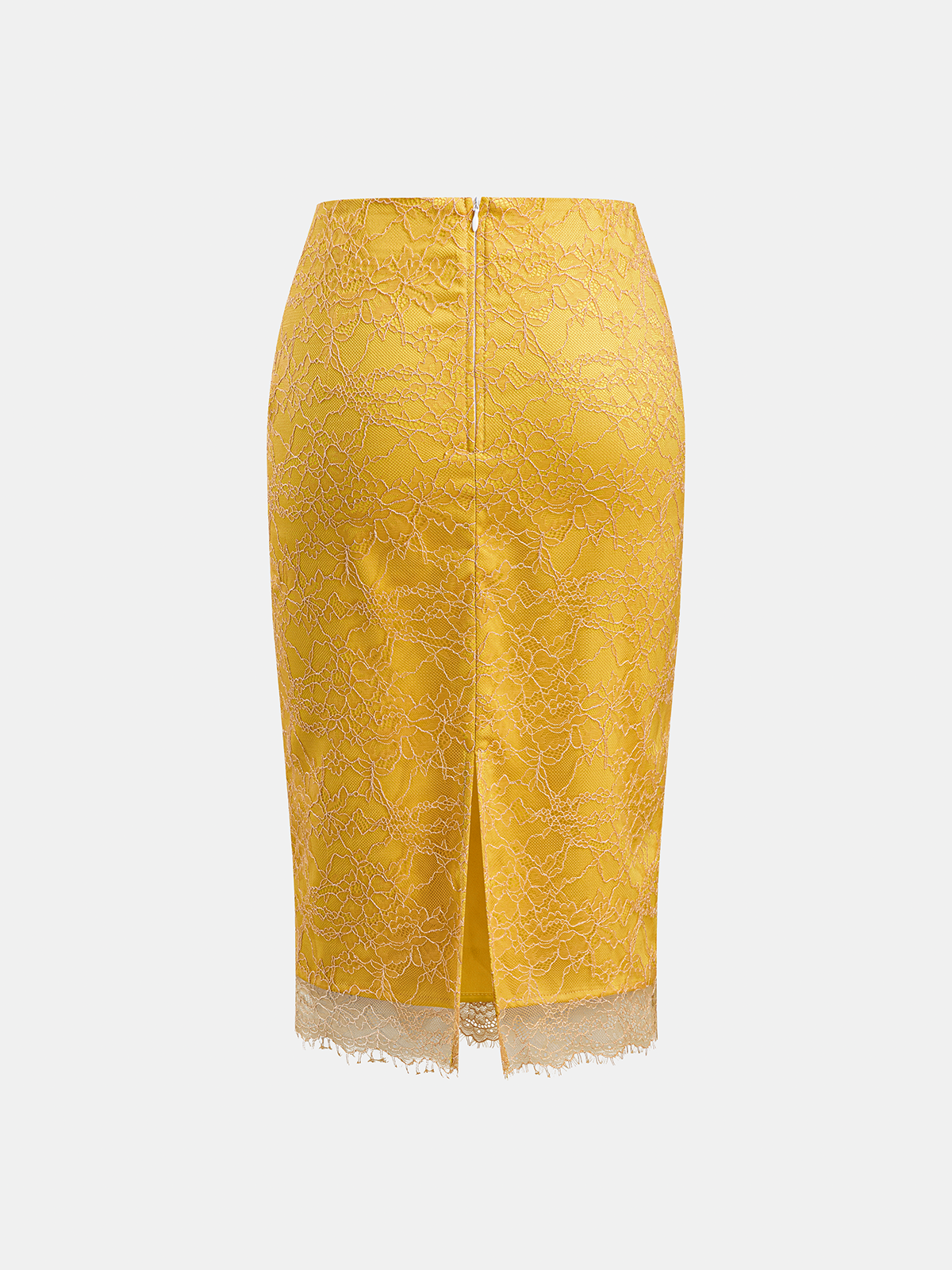 Lace-Trimmed Floral Midi Skirt