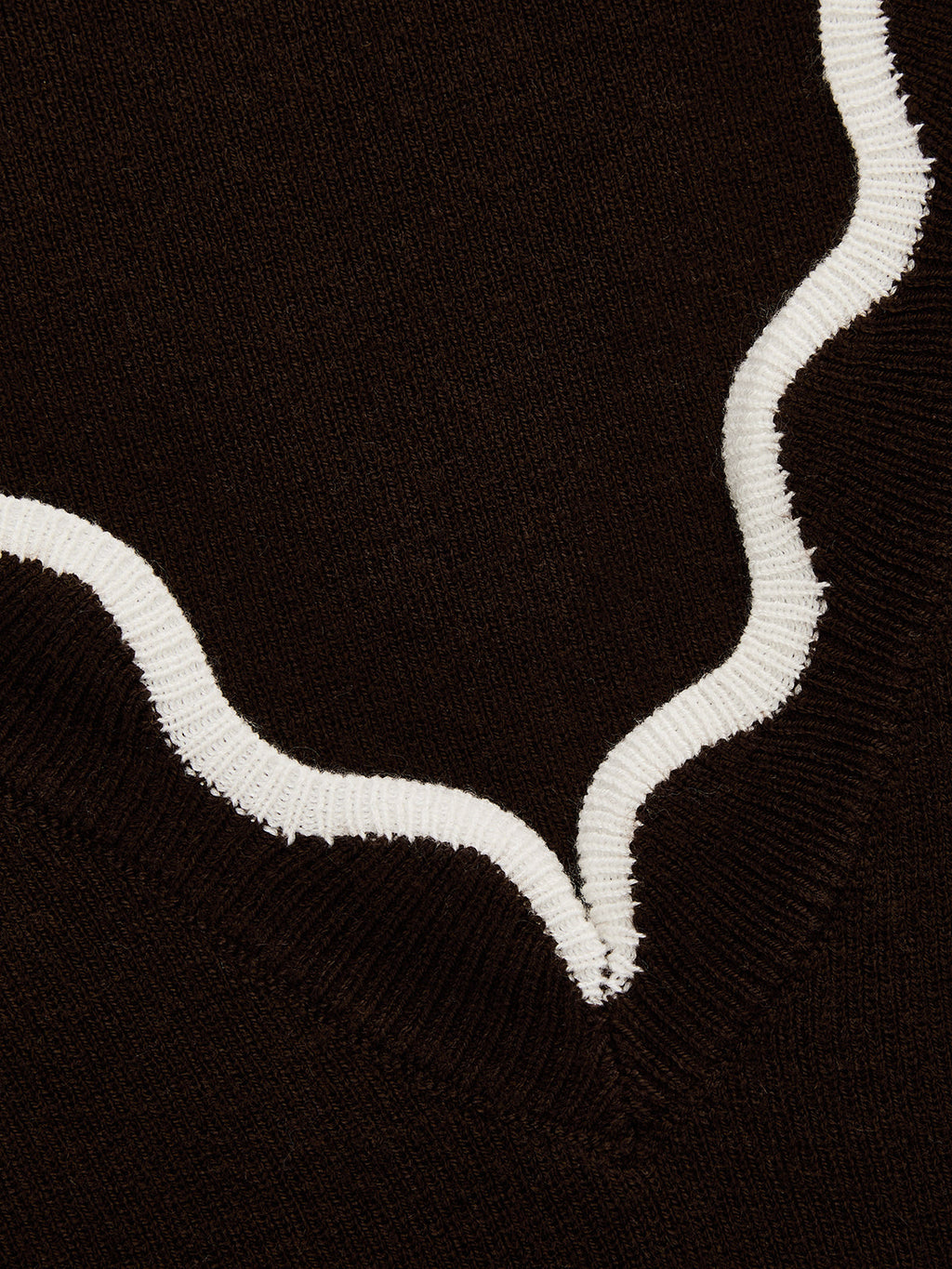 Scalloped Edge Wool Blend Knit Sweater