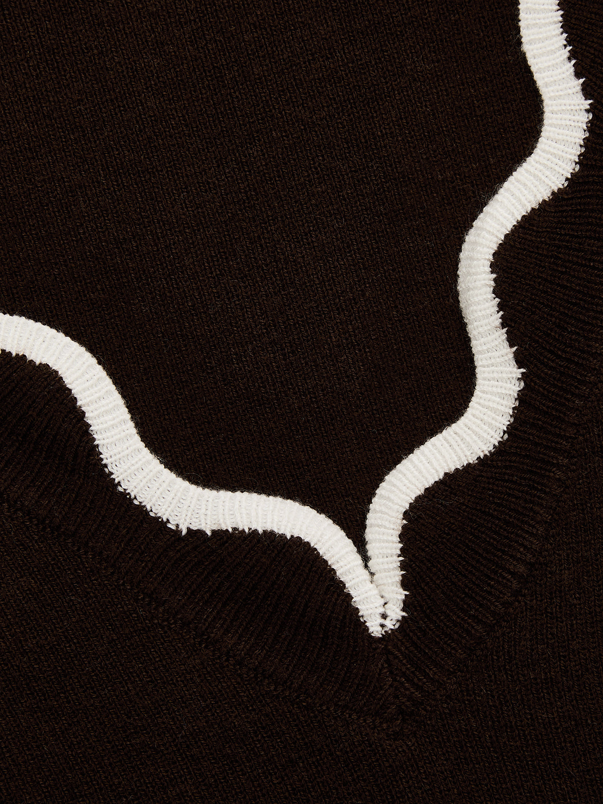Scalloped Edge Wool Blend Knit Sweater