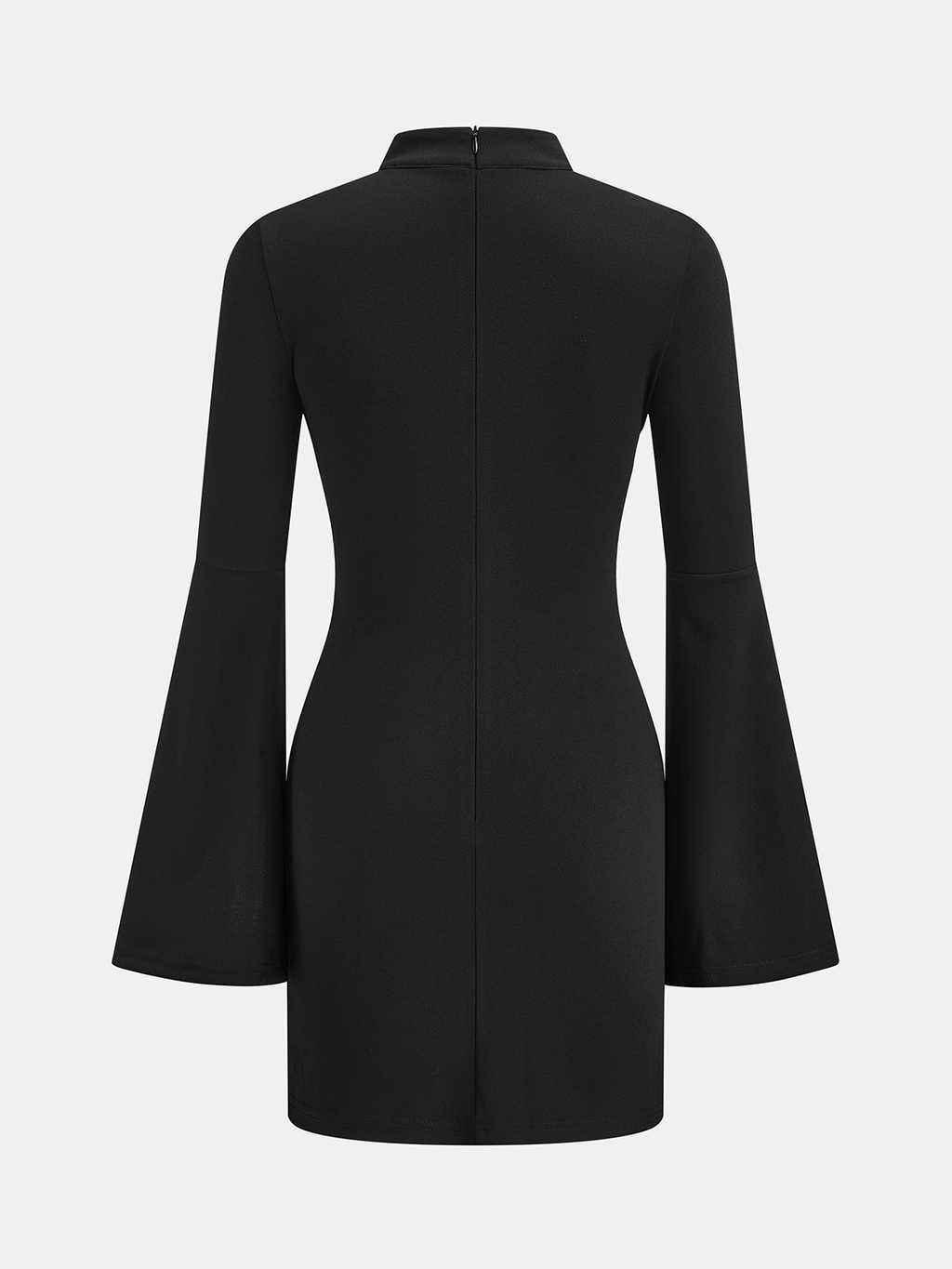 Chic High Neck Mini Dress with Split Sleeves