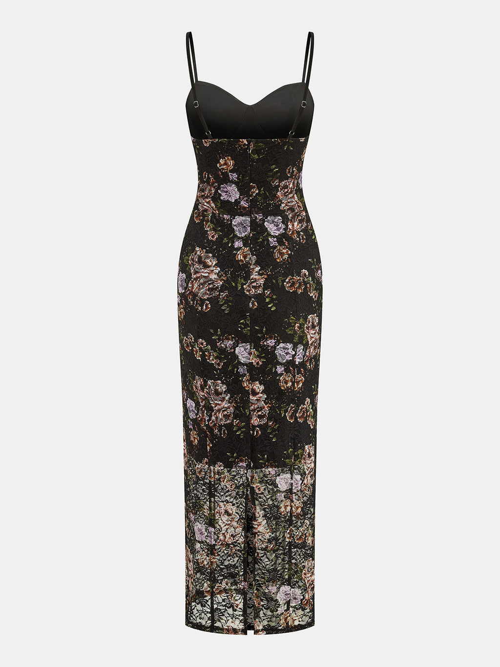 Lace-Trimmed Floral Maxi Dress with Sweetheart Neckline
