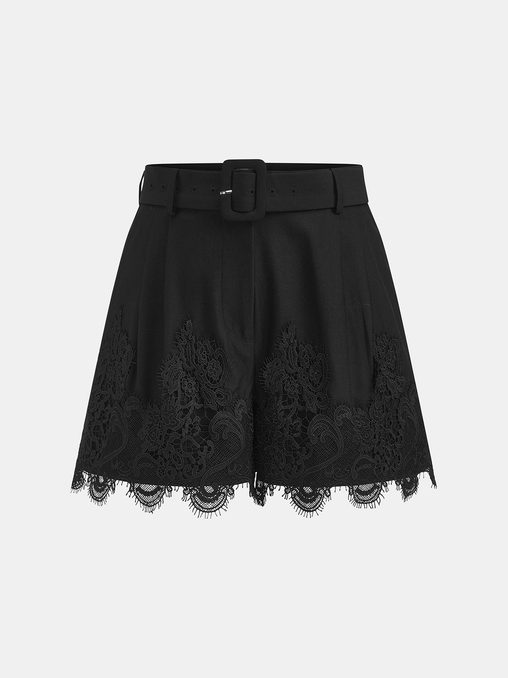 Chic Sleeveless Polo Top with Lace-Hem Shorts Ensemble