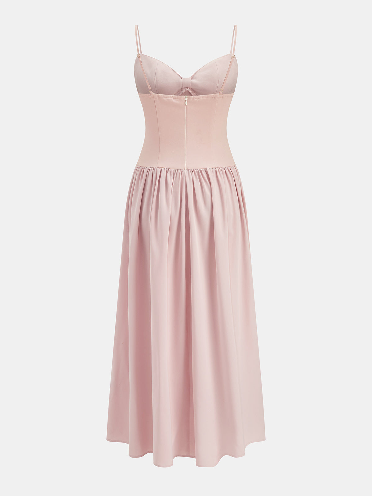 Chic Bow-Detail Pleated Maxi Dress with Flowing Silhouette