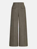 Herringbone Pattern Wide-Leg Trousers