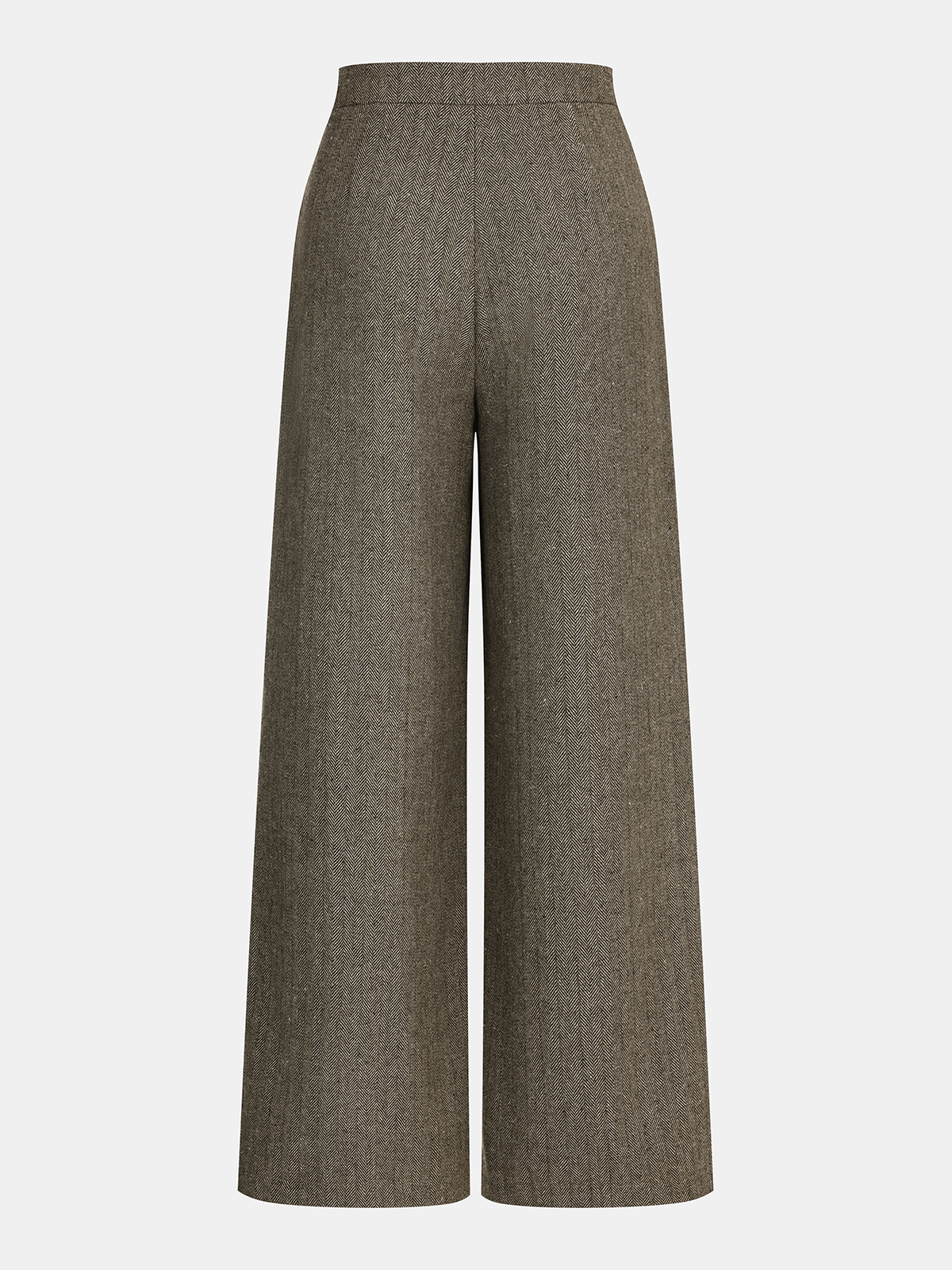 Herringbone Pattern Wide-Leg Trousers