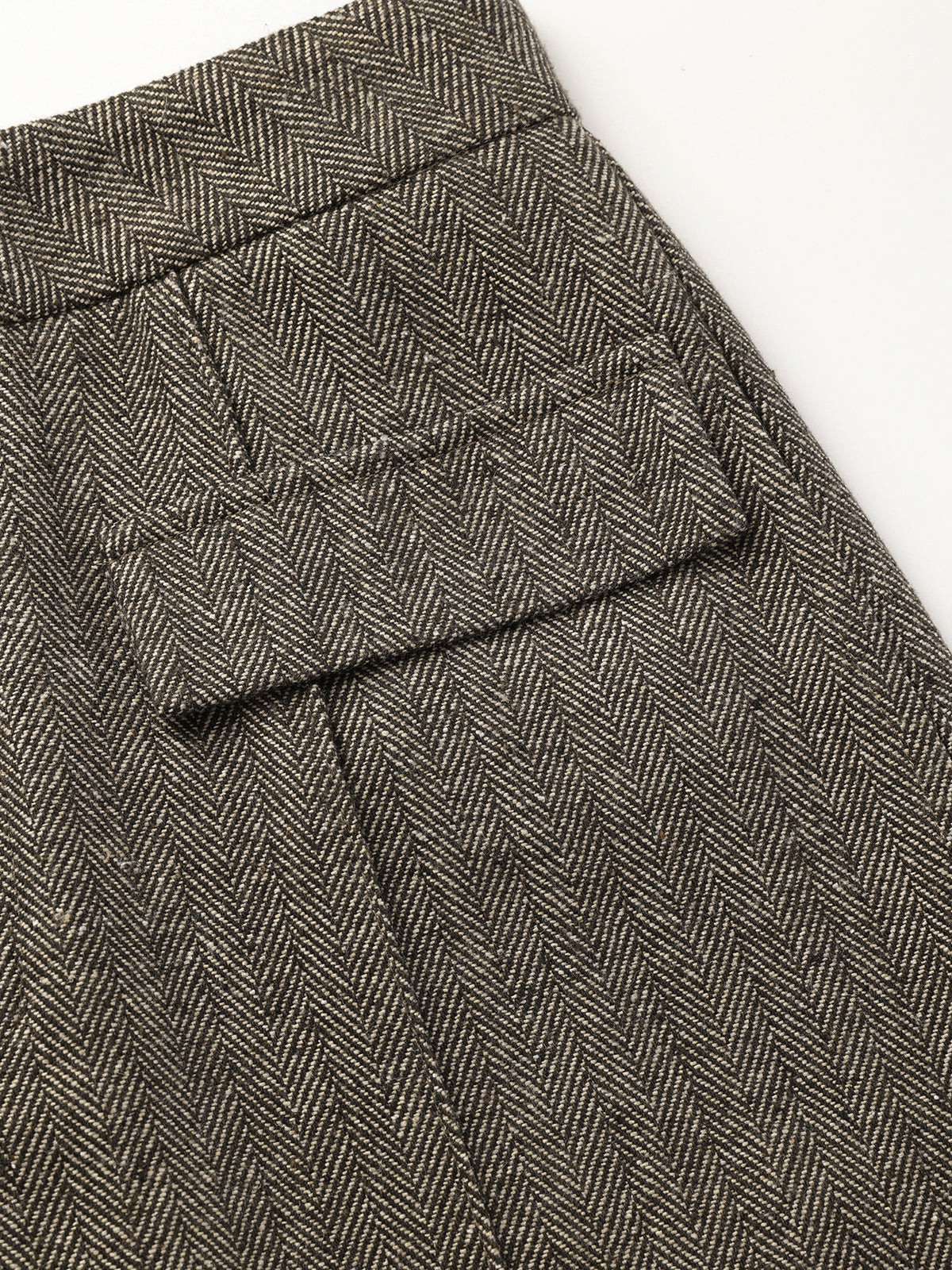 Herringbone Pattern Wide-Leg Trousers