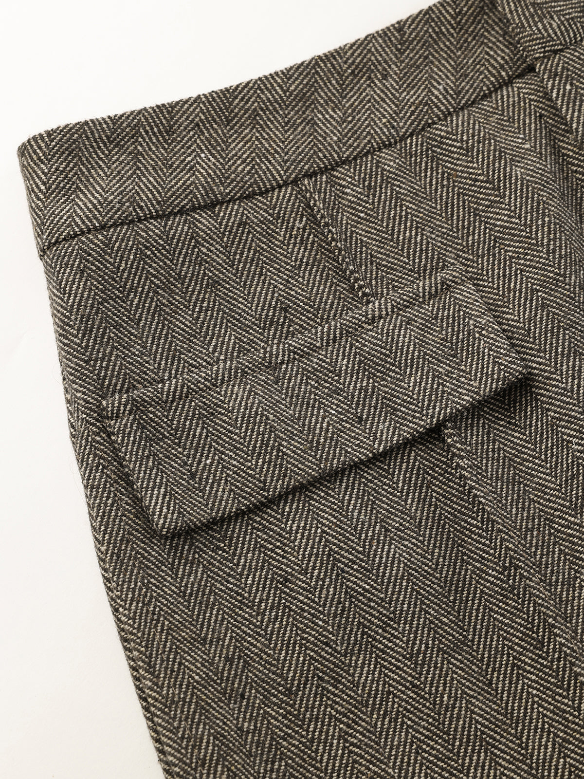 Herringbone Pattern Wide-Leg Trousers