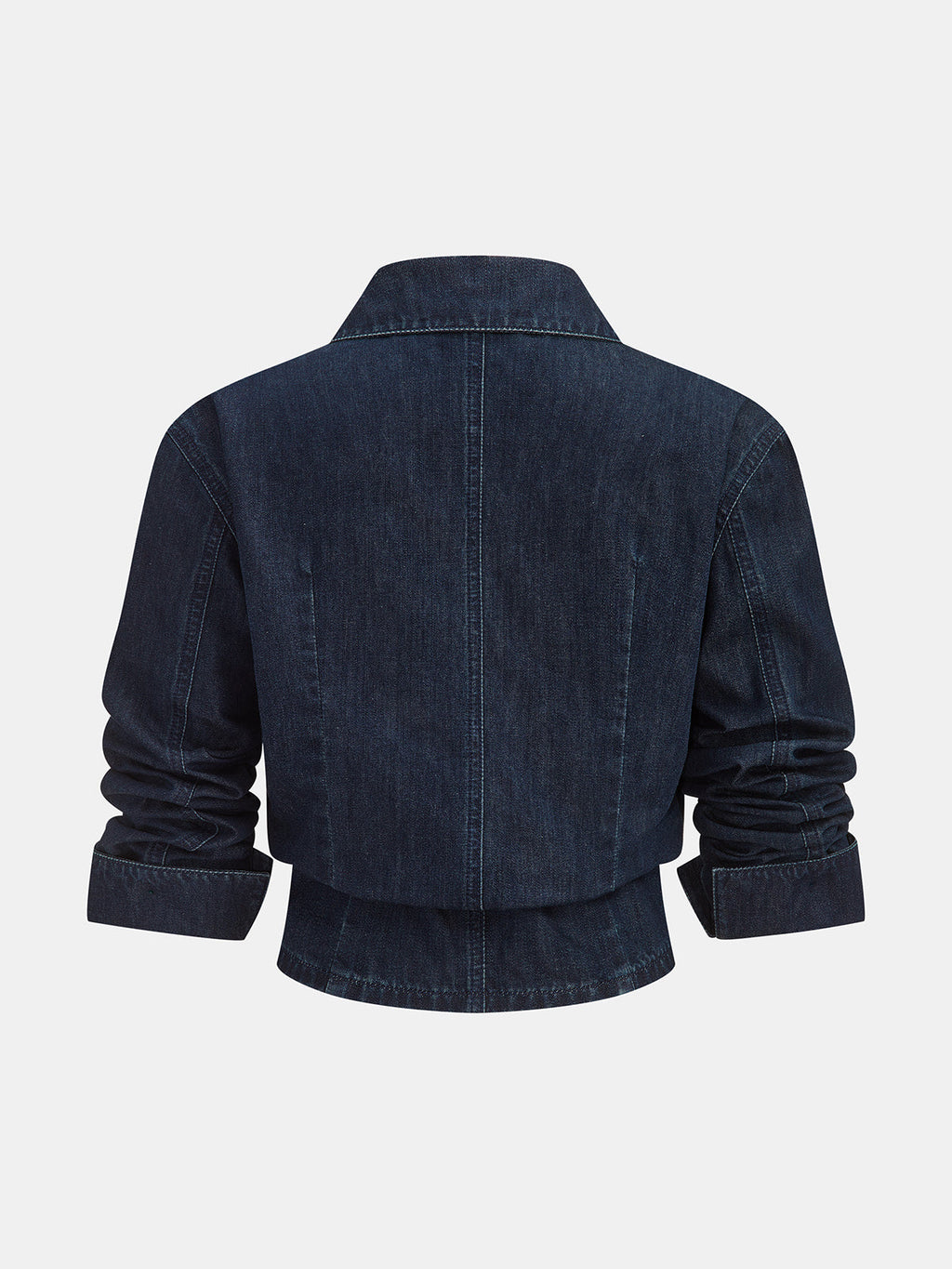 Cropped Denim Shirt with Wide-Leg Jeans Ensemble
