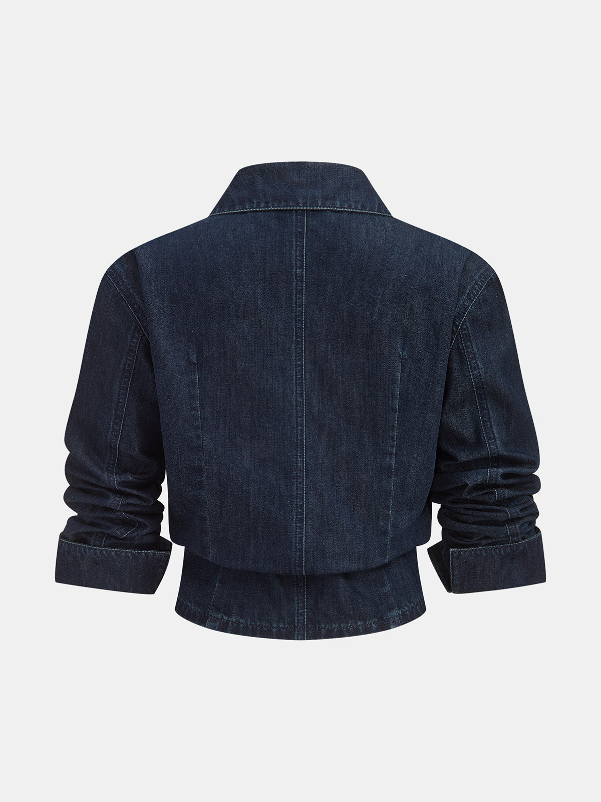Cropped Denim Shirt with Wide-Leg Jeans Ensemble