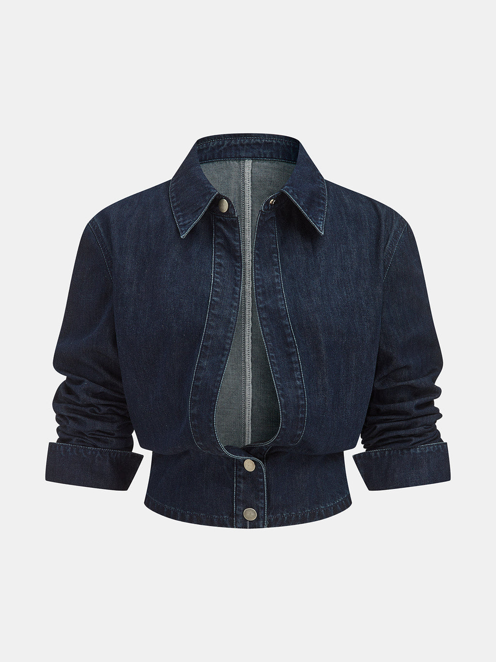 Cropped Denim Shirt with Wide-Leg Jeans Ensemble