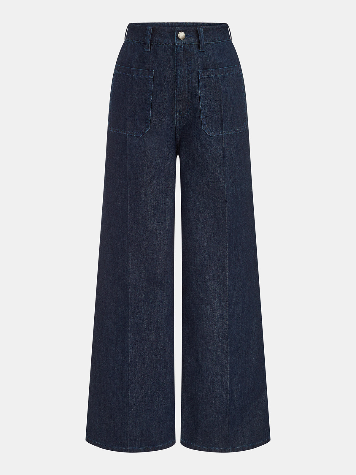 Cropped Denim Shirt with Wide-Leg Jeans Ensemble