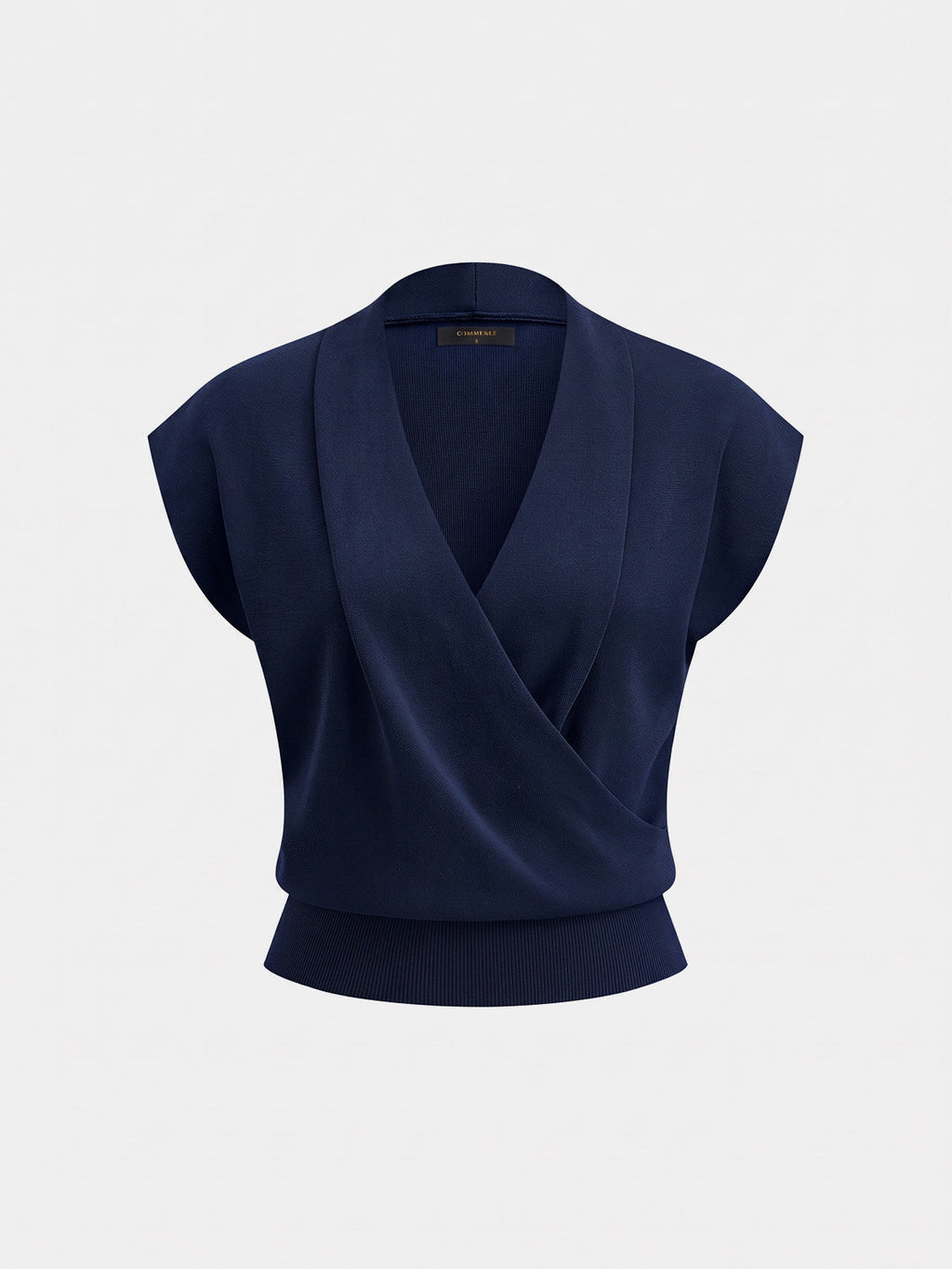 Sleeveless Knit Top with Wrap V-Neck Design
