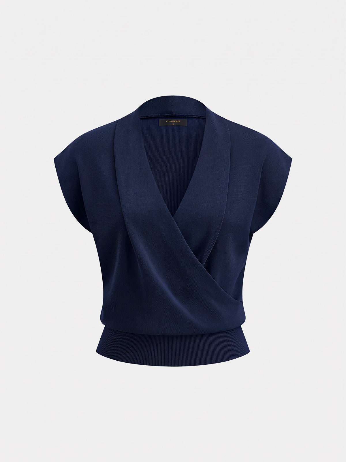 Sleeveless Knit Top with Wrap V-Neck Design