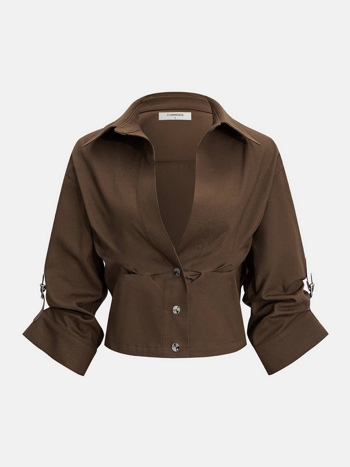 Tailored Cropped Button-Up Shirt with Classic Collar