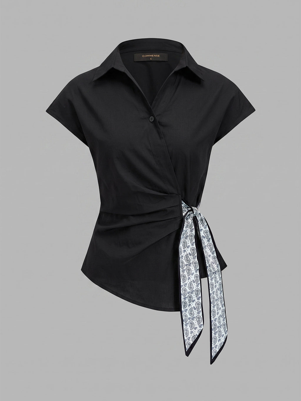 Paisley Tie-Waist Wrap Blouse