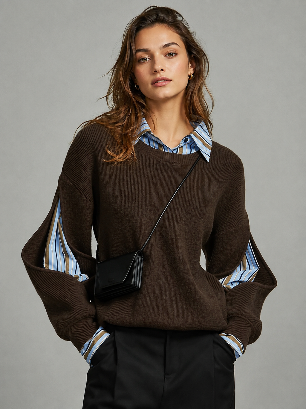 Ribbed Sweater with Chic Cutout Detail